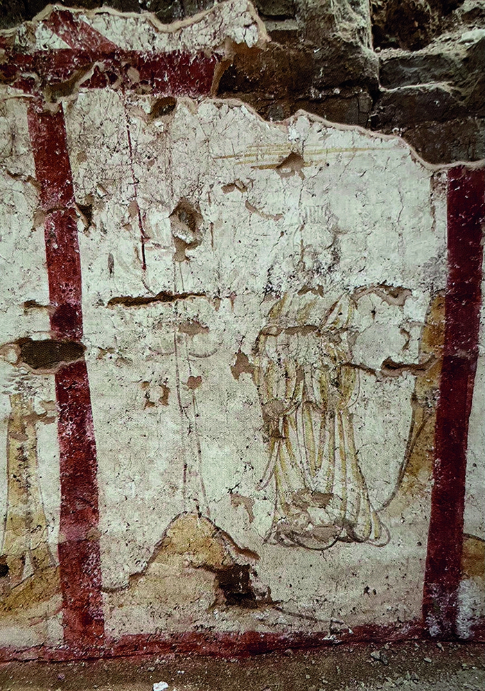 〔图十五〕 拱手而立 “树下人物图” 赫连简墓北壁