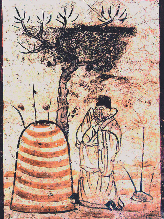 〔图十六〕太原唐墓中面对坟丘者图像 金胜村焦化厂墓