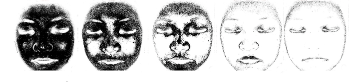 从左到右，依次为：涂了防水型防晒霜、清水洗后、洗面奶洗后、卸妆油卸后 、素颜