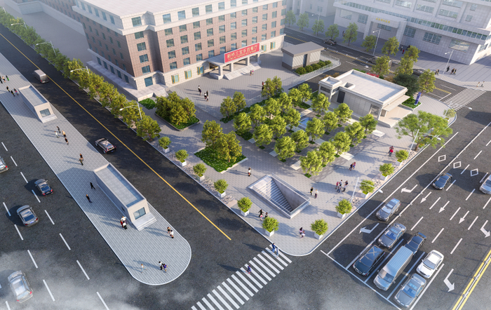 地铁崇文门站改造效果图，将提升公共空间可达性，增加城市绿色空间。图源：北京市规自委