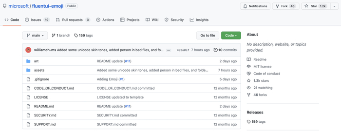 项目地址：https://github.com/microsoft/fluentui-emoji