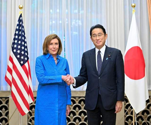 8月5日，岸田文雄会见佩洛西。图源：视觉中国