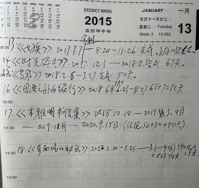 金晓宇记录了自己的翻译时长和住院时长 受访者供图