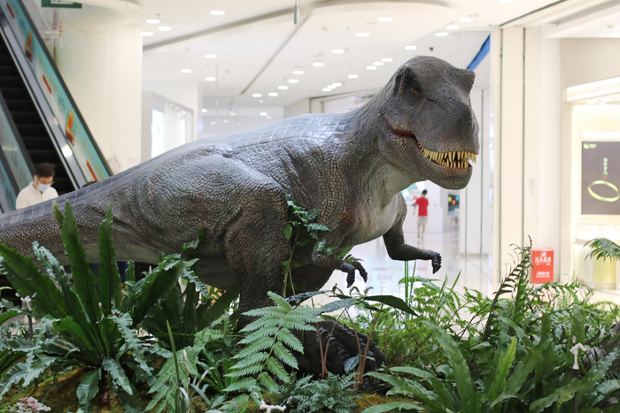 凯德MALL·大峡谷的恐龙模型。新京报记者 郑明珠 摄