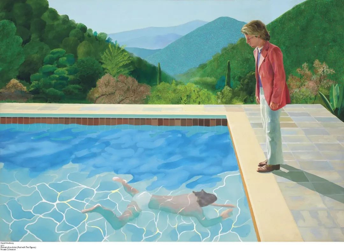 《艺术家肖像（泳池与两个人像）》，大卫·霍克尼，1972年，私人收藏