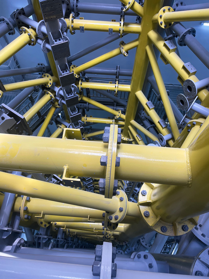 “4秒电磁弹射微重力实验项目”内部钢结构。中国建筑供图