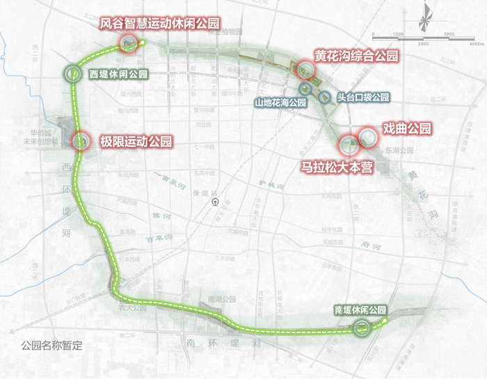环城水系项目总体布局。
