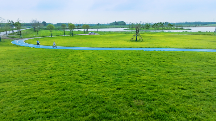 图为邯郸冀南新区滏阳河高臾段健身步道。