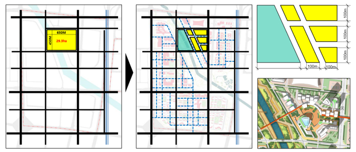 街道层面：控制建筑高度与街道的高宽比与第五立面形式，形成良好的街道步行空间体验。