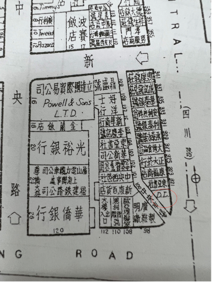 图中红色圈出位置为原DD'S咖啡馆四川路分店位置