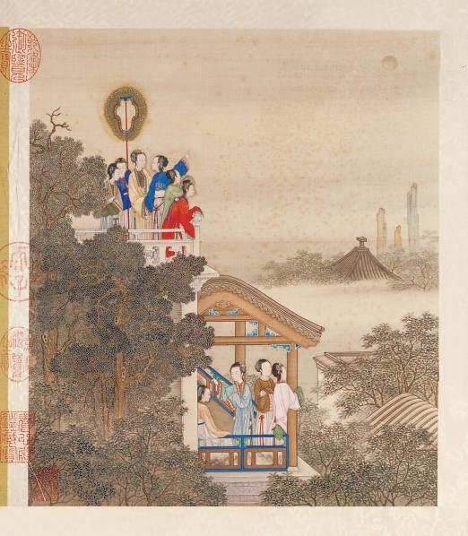 月曼清游图之八月琼台玩月 清代 陈枚 绘