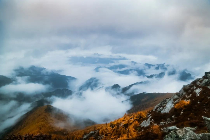 秦岭上的云雾。