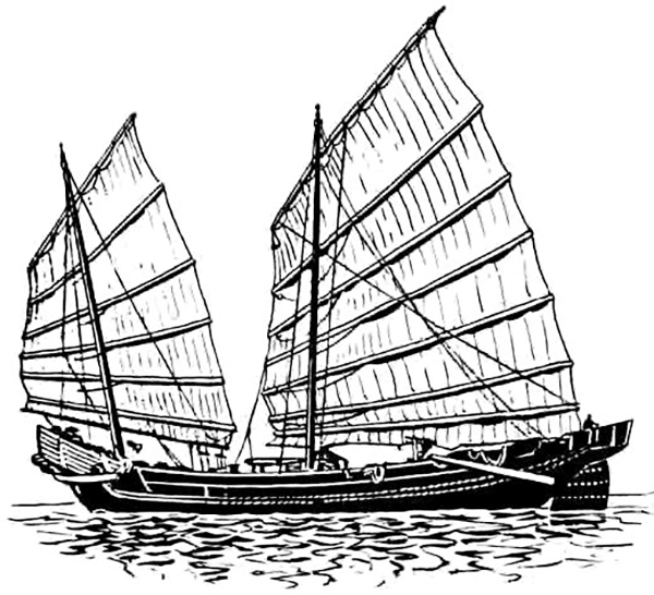 一艘典型的中国大帆船