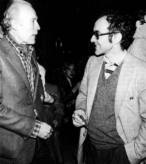 戈达尔与《电影手册》派中年纪最长的埃里克·侯麦（左）