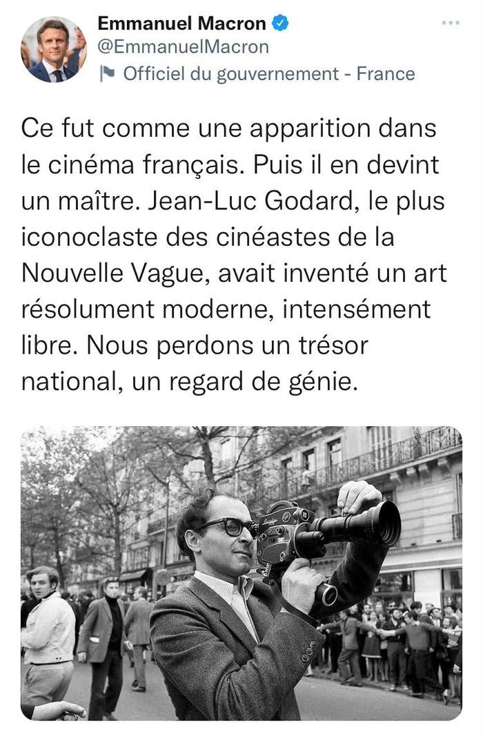 法国总统马克龙在社交媒体上发文哀悼