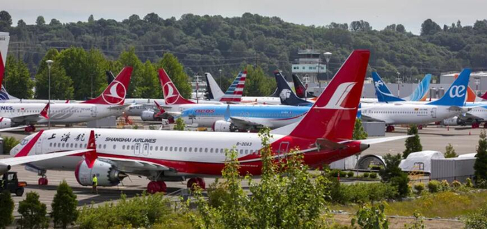 　积压在波音工厂的上航737MAX（图片来源：作者提供）