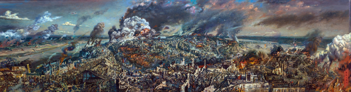 陈可之《重庆大轰炸1938—1943》 布面油画 185×700cm 2003—2015年