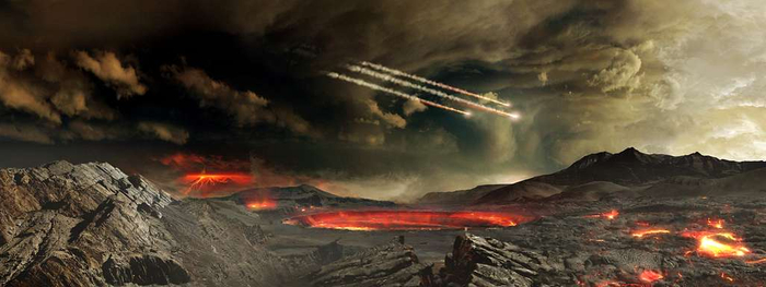 45亿年前地球景象想象图。图片来源：NASA