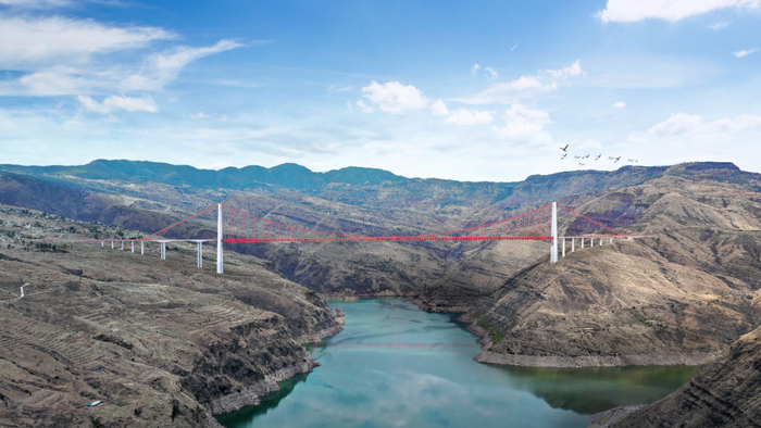 ▲乌东德金沙江特大桥效果图