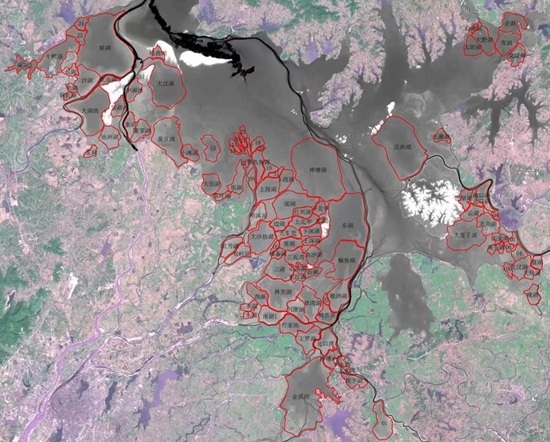 &nbsp;&nbsp;&nbsp;&nbsp;鄱阳湖内碟形湖分布图。受访者供图