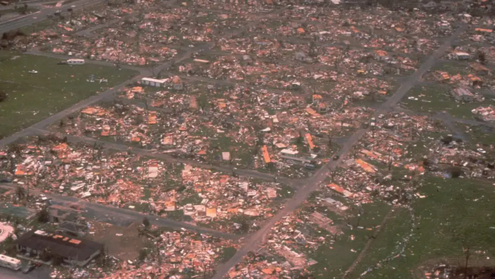 1992年横扫佛州的飓风“安德鲁” 图自美国联邦紧急事务管理署