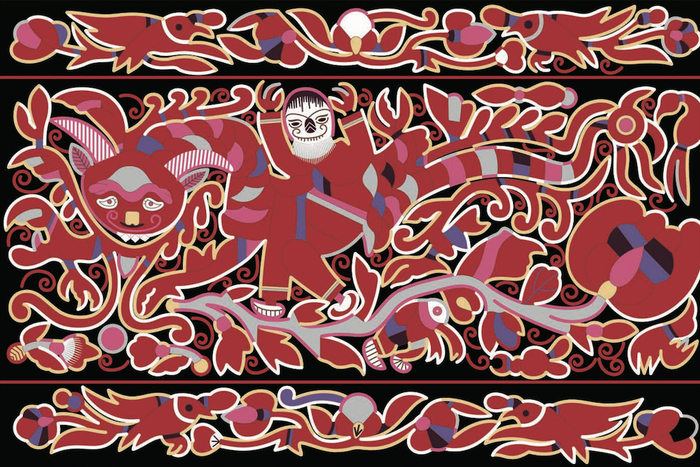 苗绣上的人的变形龙纹。           纹藏团队 图