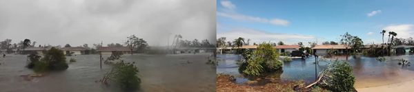 飓风“伊恩”过境前后对比图 视频截图