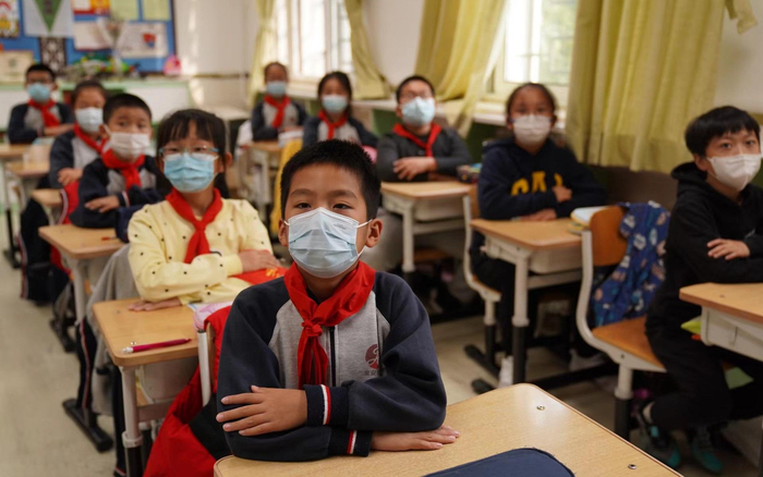 北京市第十一中学附属定安里小学组织孩子们在校观看“天宫课堂”。 受访者供图