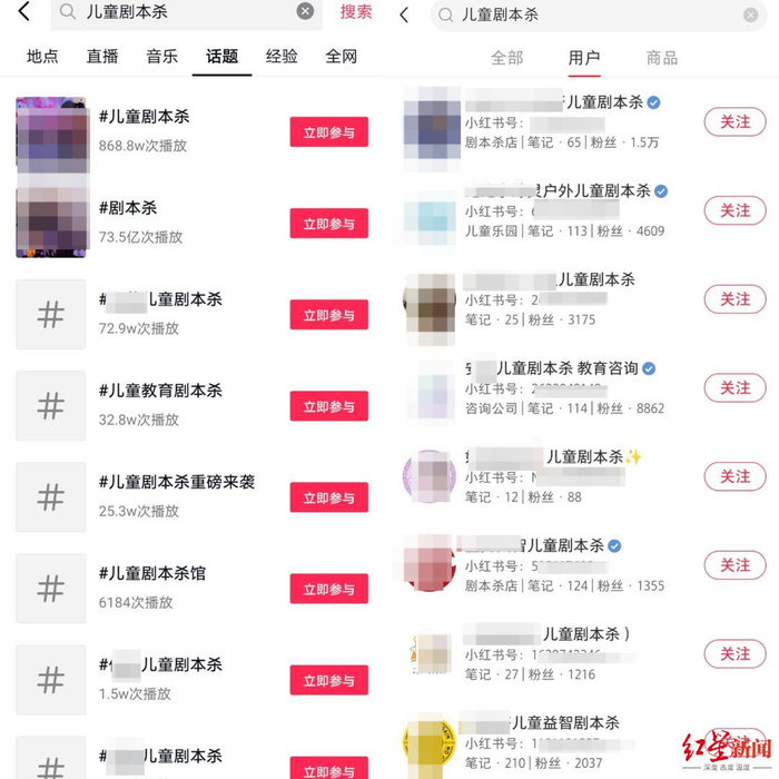 目前儿童剧本杀的流量阵地主要集中在抖音和小红书