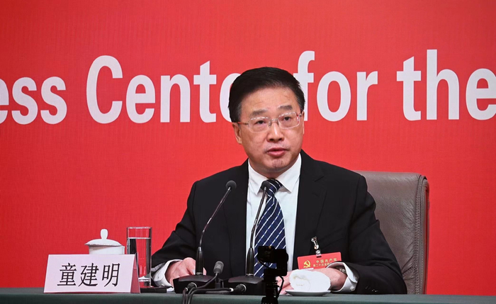 最高人民检察院党组副书记、分管日常工作的副检察长、一级大检察官童建明。新京报记者 陶冉 摄