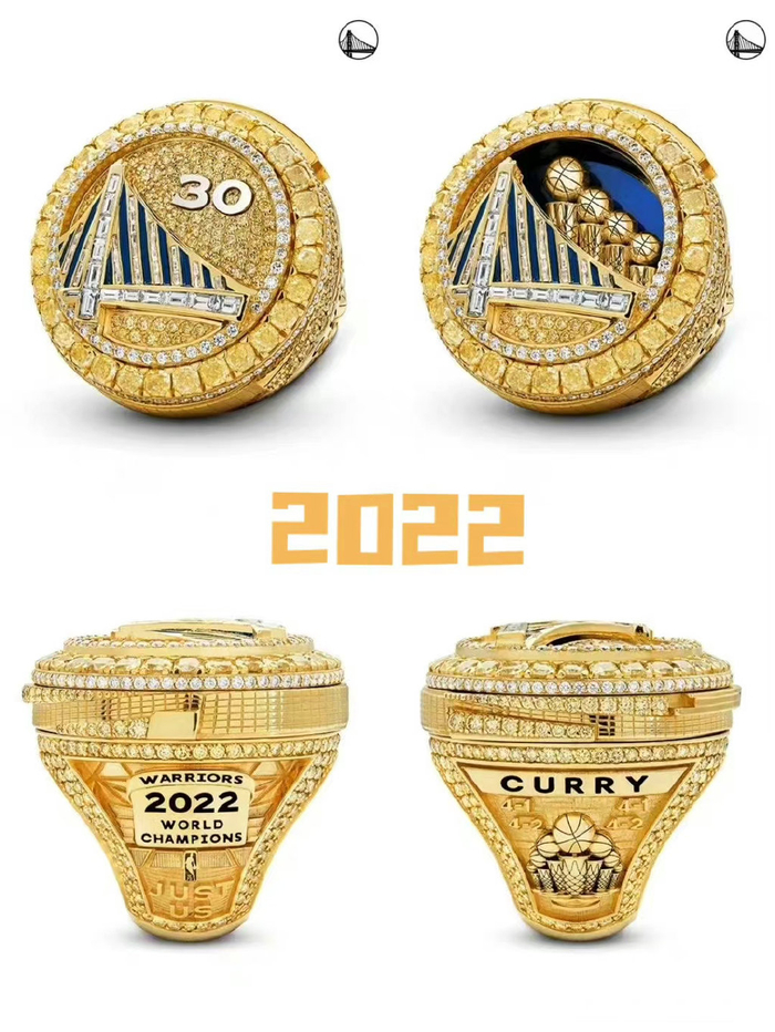 勇士最新总冠军戒指。