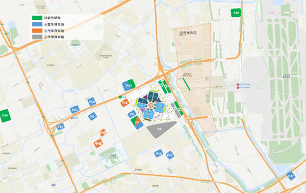 第五届进博会外围临时停车场布局