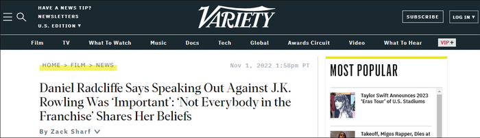 美国文娱杂志《Variety》报道截图