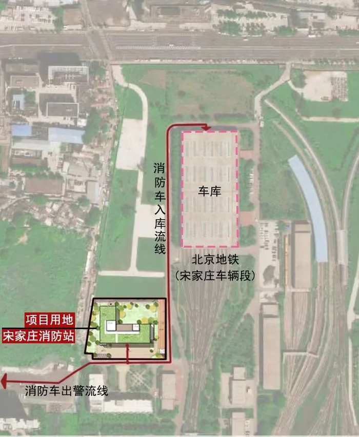 宋家庄消防站项目位置示意图。北京市发改委供图