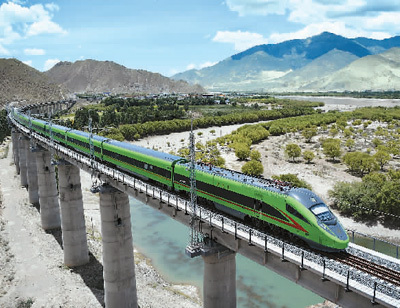 6月22日，复兴号列车行驶在西藏自治区山南市境内。 新华社记者 觉 果摄