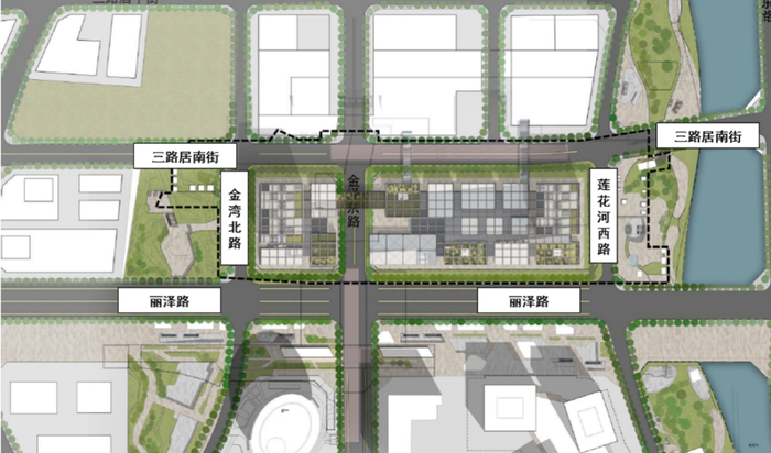 ▲丽泽城市航站楼综合交通枢纽接驳道路示意图
