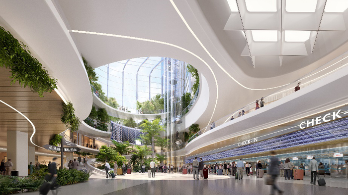 ▲值机大厅效果图（阶段性概念方案）