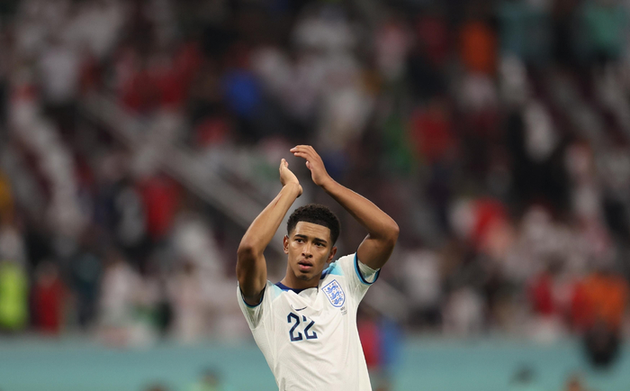 　贝林厄姆是世界杯历史上首位进球的00后球员。&nbsp; 新华社记者 曹灿 摄