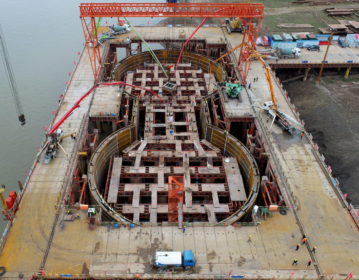 燕矶长江大桥采用的巨型“8”字形锚碇。中铁大桥局供图