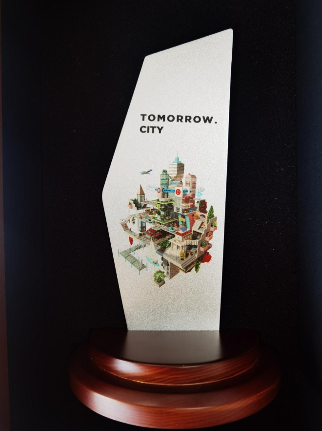 ▲入围2022年全球智慧城市中国区“宜居和包容大奖”奖杯