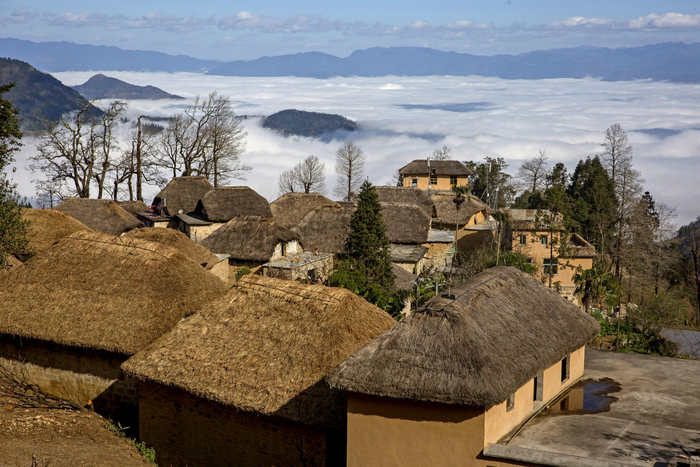 阿者科村的蘑菇房。元阳县融媒体中心供图