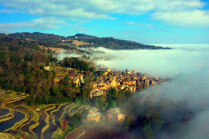 元阳哈尼梯田冬日美景如画。元阳县融媒体中心供图