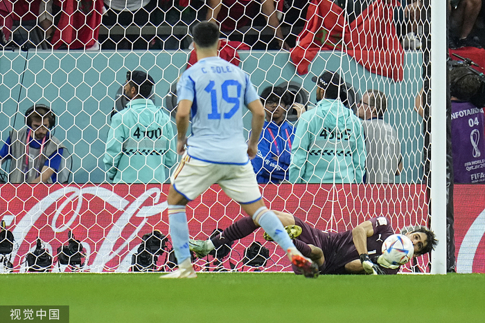 布努扑出索莱尔的点球。