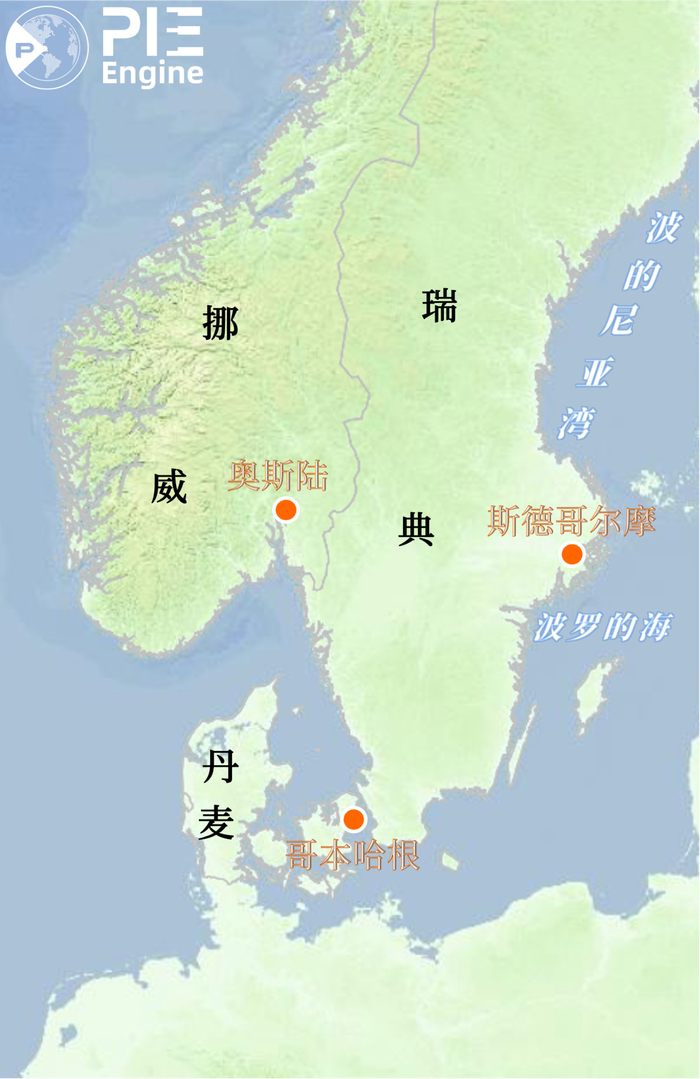 北欧早期的三足鼎立。基于PIE-Engine Studio制图