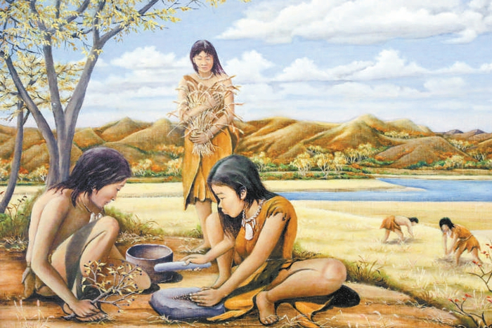 东胡林人一万年前生活、生产场景复原。郝守刚绘制