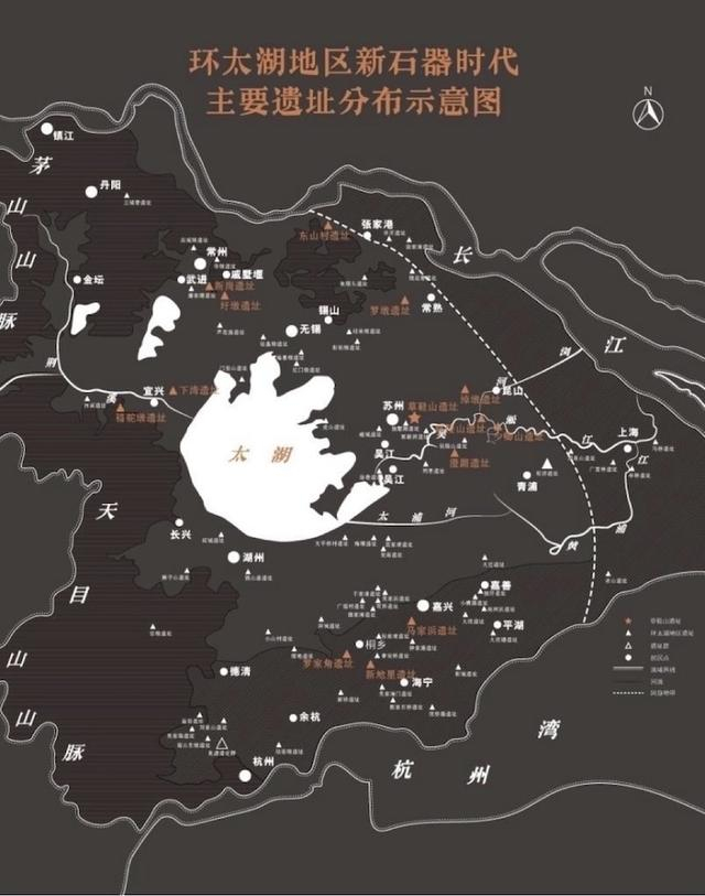 环太湖新石器文化主要遗址分布示意图