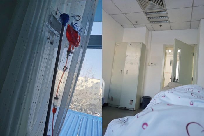 　12月7日，王可可在大兴人民医院的日间病房完成第四次化疗。受访者供图