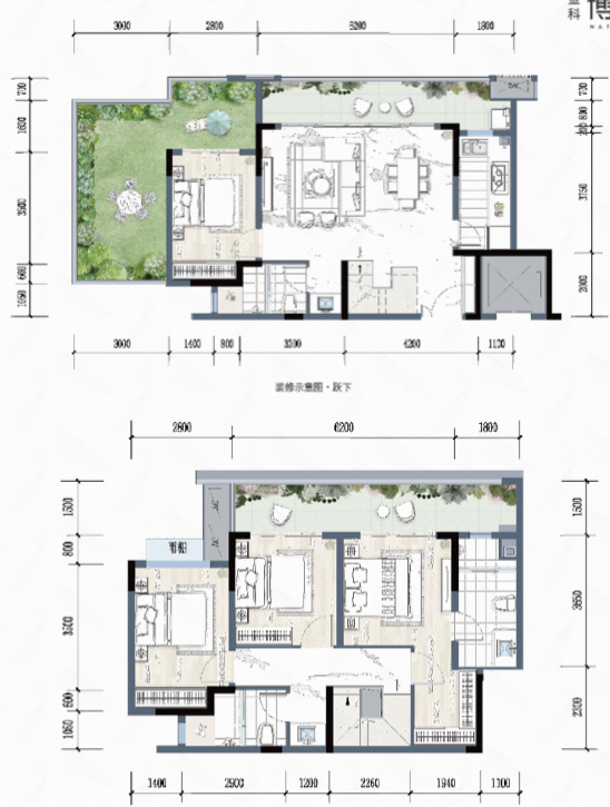 ▲套内约102平方米跃层洋房户型图/图源 金科