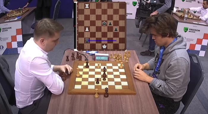 卡尔森最后一步棋拍表，时间还剩9秒
