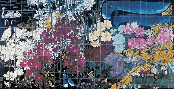 《百花齐放》侯一民、邓澍&nbsp;壁画高温陶板花釉&nbsp;1979年&nbsp;人民日报礼堂